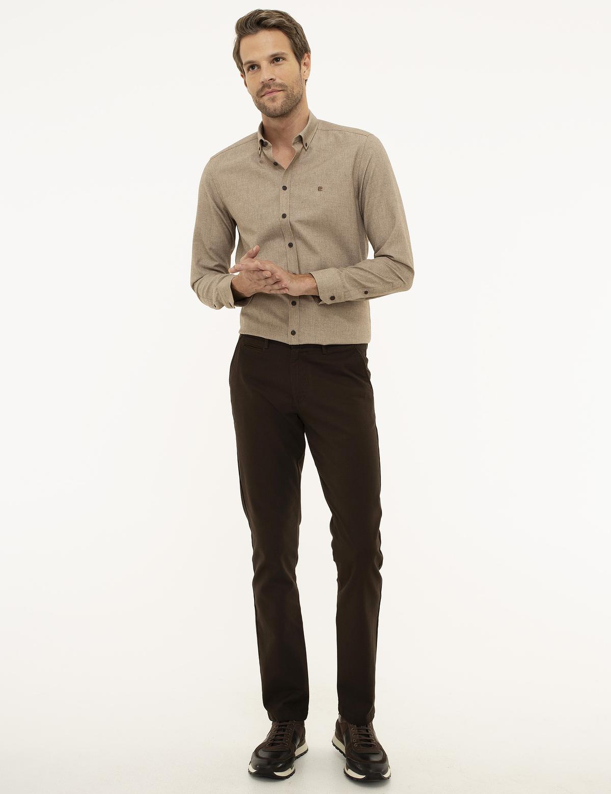 Kahverengi Slim Fit Chino Pantolon