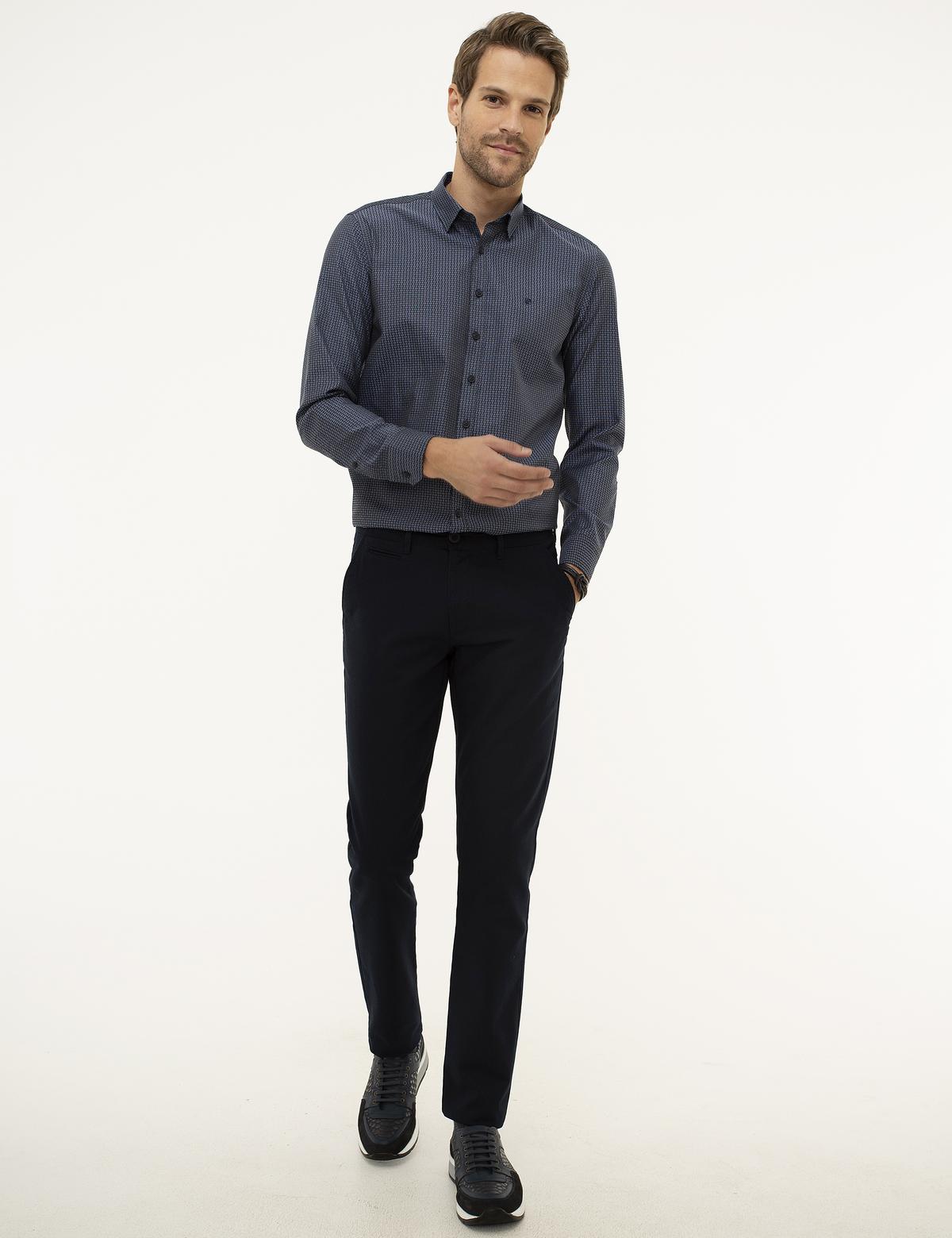 Lacivert Slim Fit Chino Pantolon