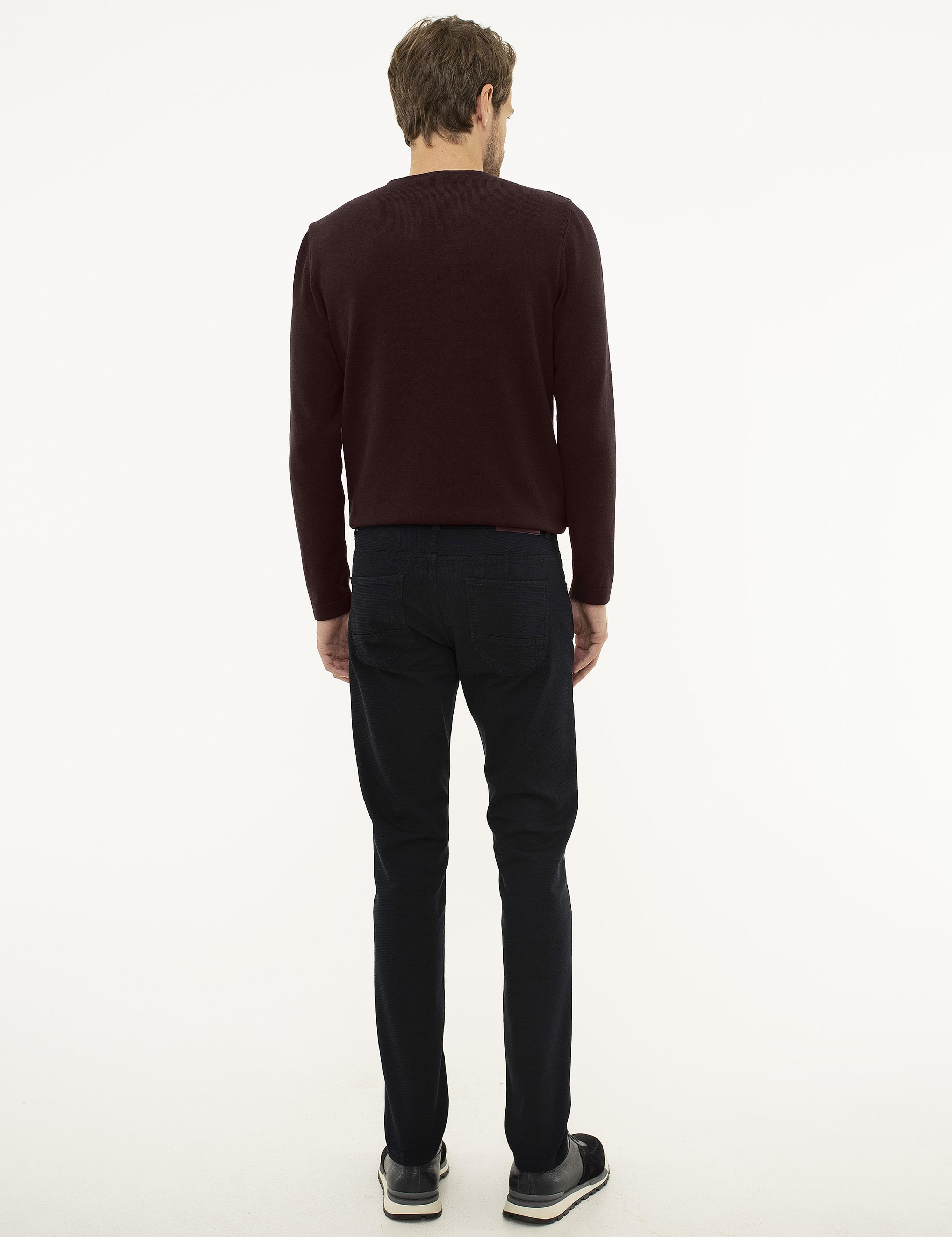 Lacivert Slim Fit Kanvas Pantolon
