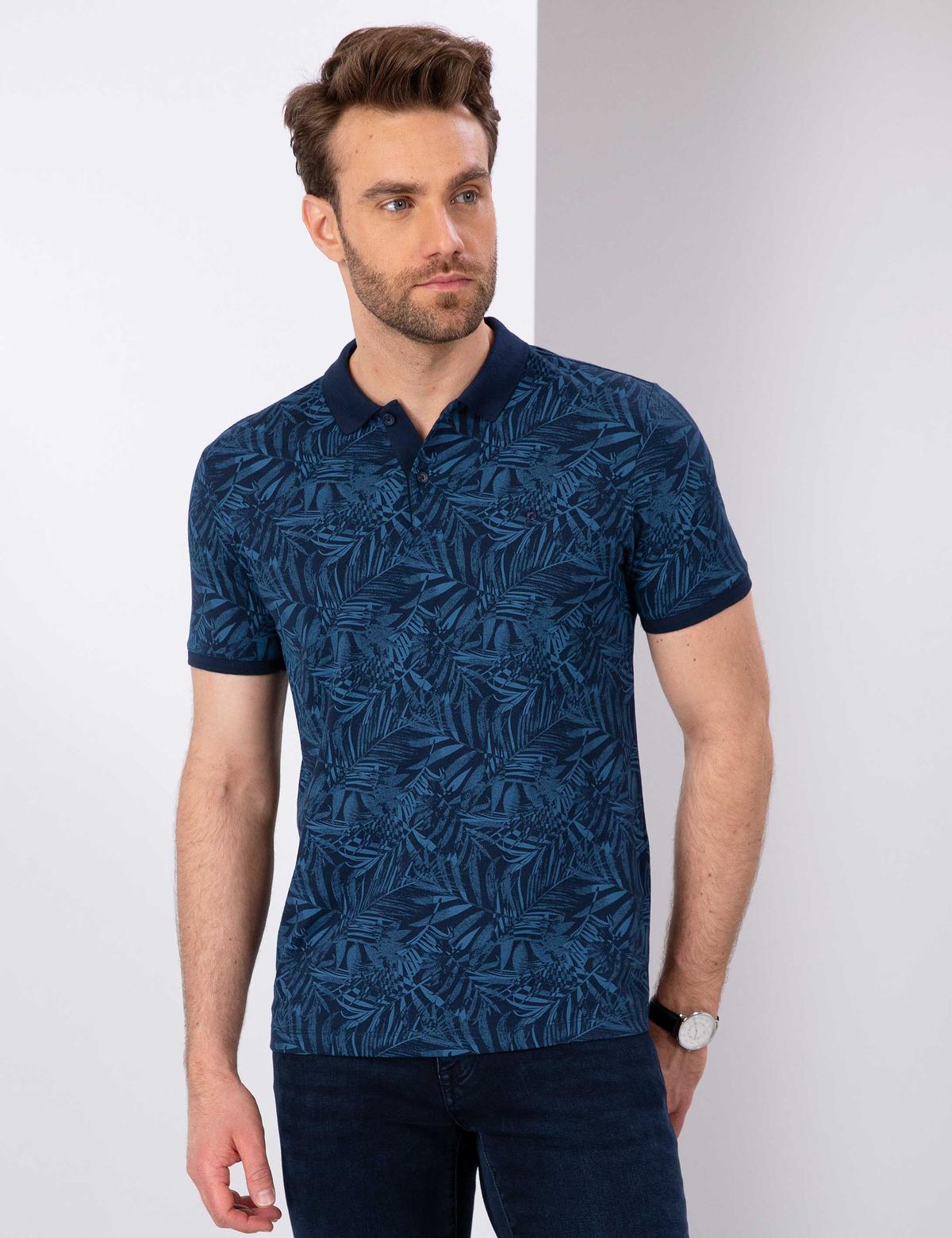 Lacivert Slim Fit Polo Yaka T-Shirt