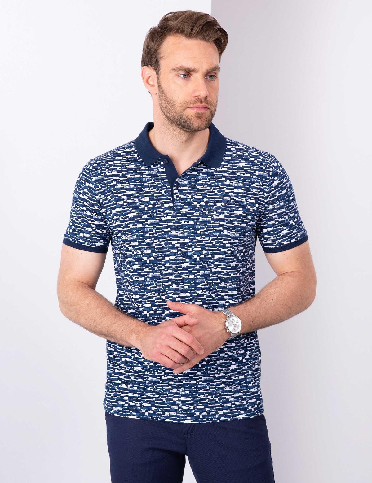 Lacivert Slim Fit Polo Yaka T-Shirt