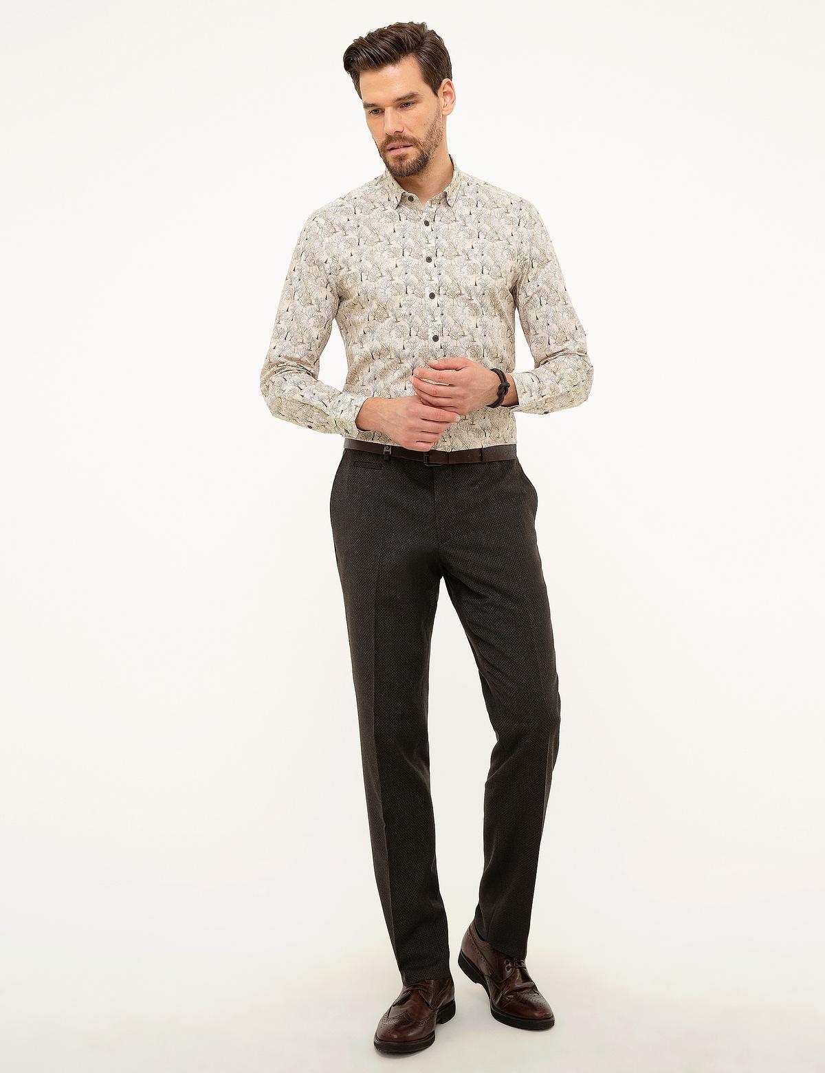 Kahverengi Slim Fit Kumaş Pantolon