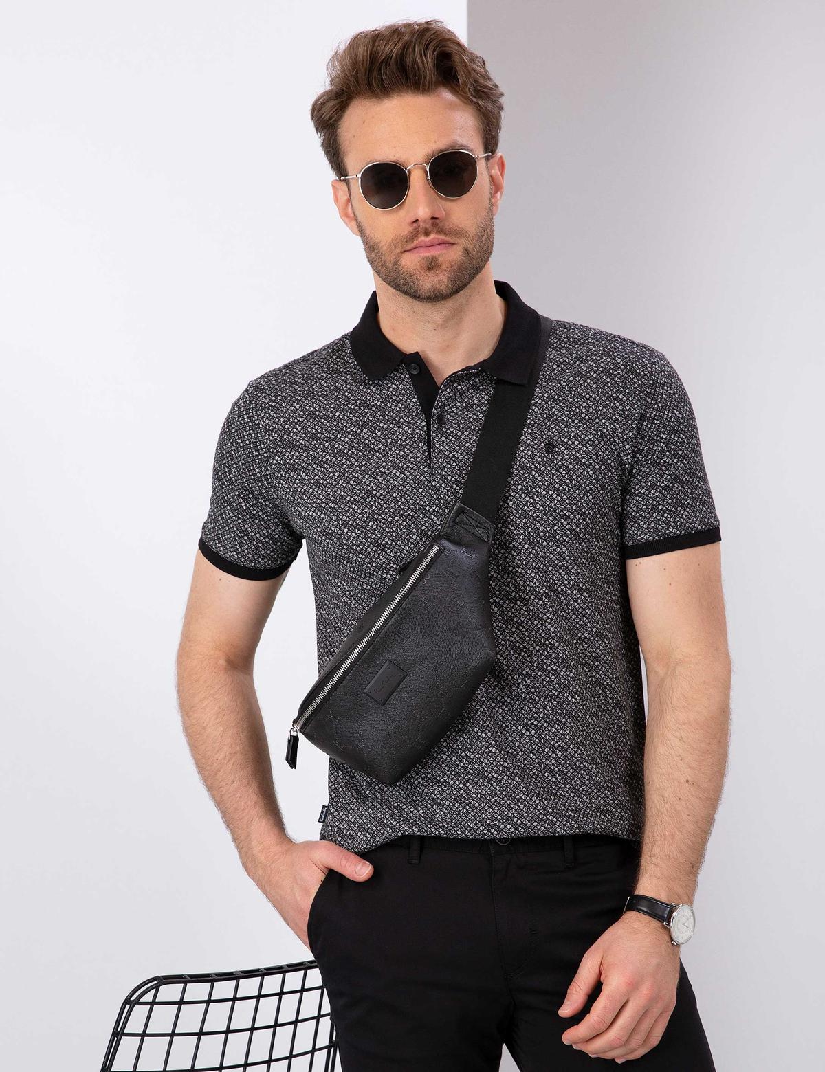 Siyah Slim Fit Polo Yaka T-Shirt