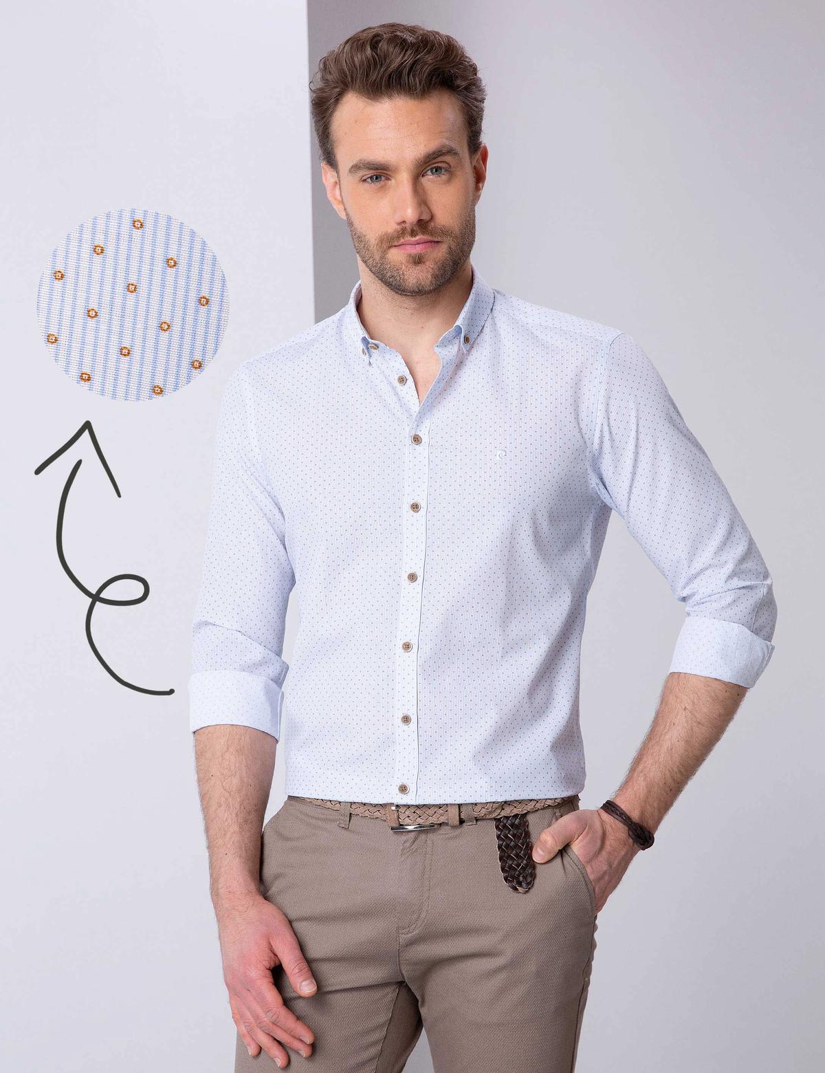 Mavi Slim Fit Uzun Kollu Gömlek