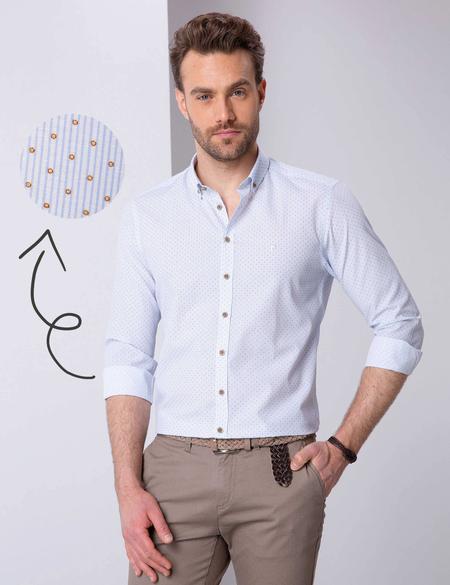 Mavi Slim Fit Uzun Kollu Gömlek