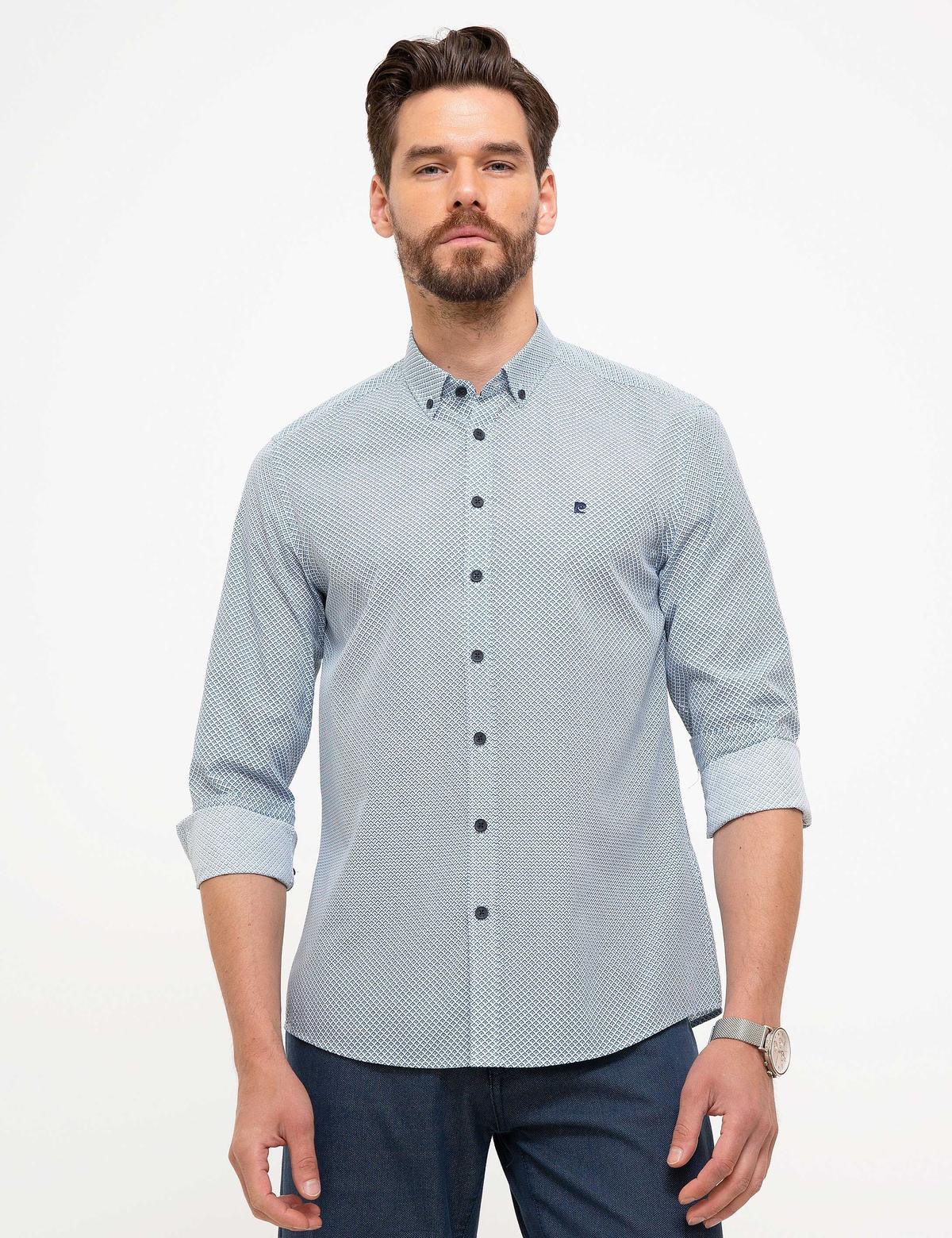 Lacivert Slim Fit Uzun Kollu Gömlek