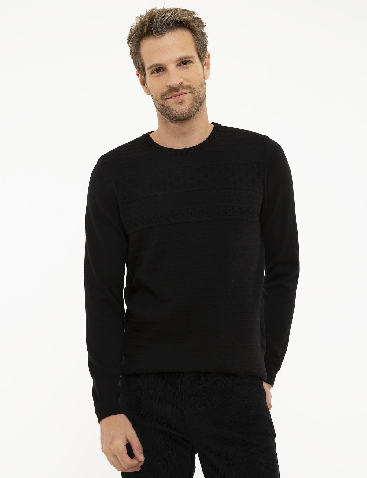 Siyah Slim Fit Kazak