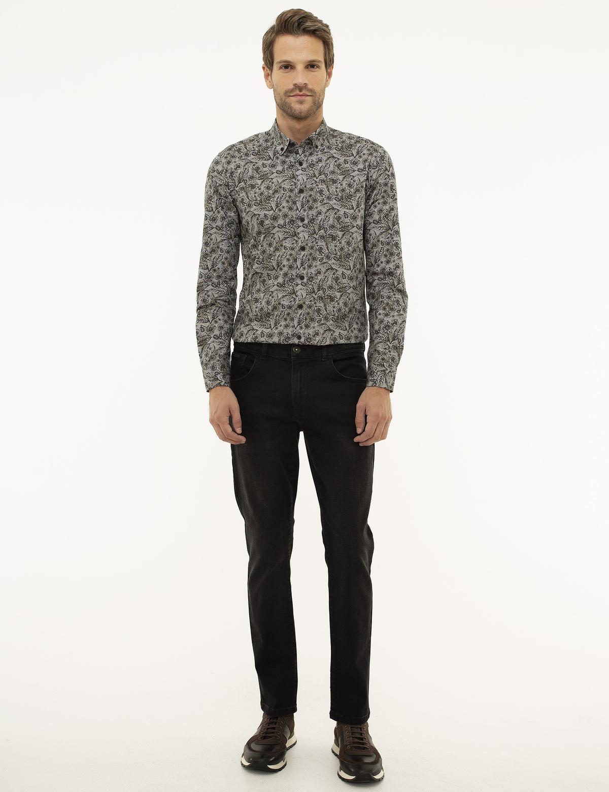 Antrasit Real Slim Fit Denim Pantolon
