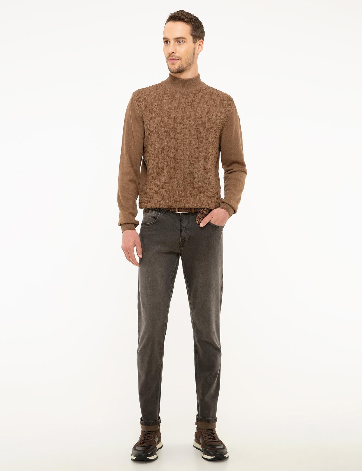 Kahverengi Slim Fit Denim Pantolon