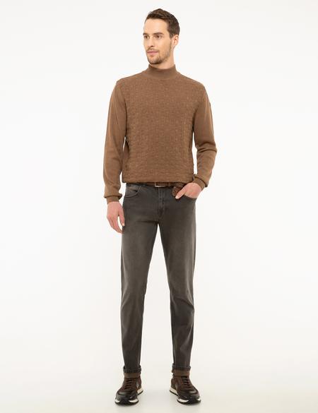 Kahverengi Slim Fit Denim Pantolon