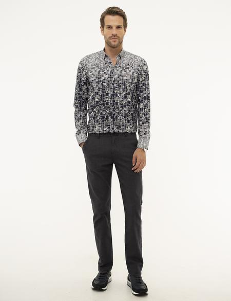 Antrasit Slim Fit Kanvas Pantolon