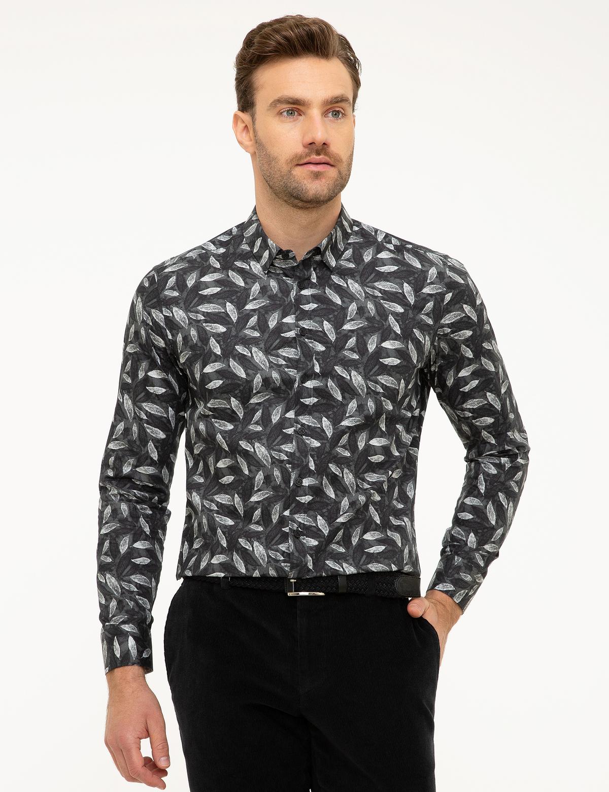 Siyah Slim Fit Uzun Kollu Gömlek