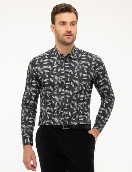 Siyah Slim Fit Uzun Kollu Gömlek
