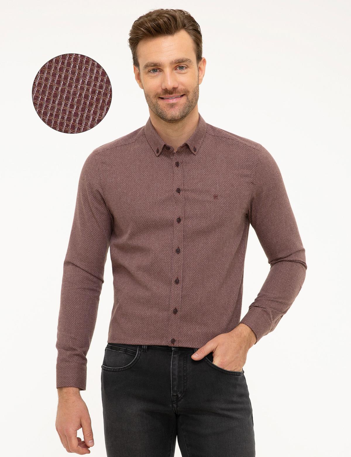 Bordo Slim Fit Gömlek