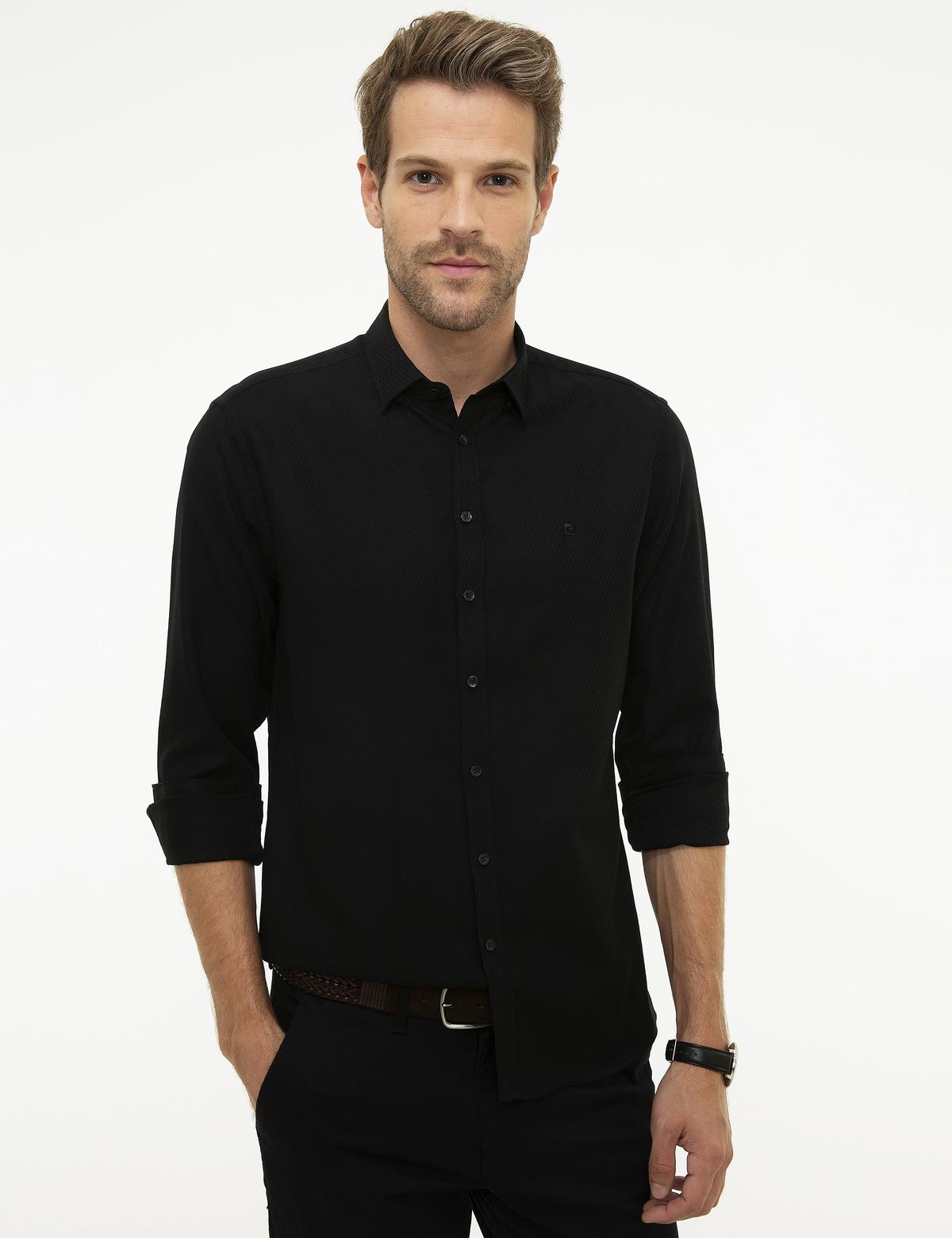 Siyah Slim Fit Uzun Kollu Gömlek