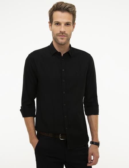 Siyah Slim Fit Uzun Kollu Gömlek