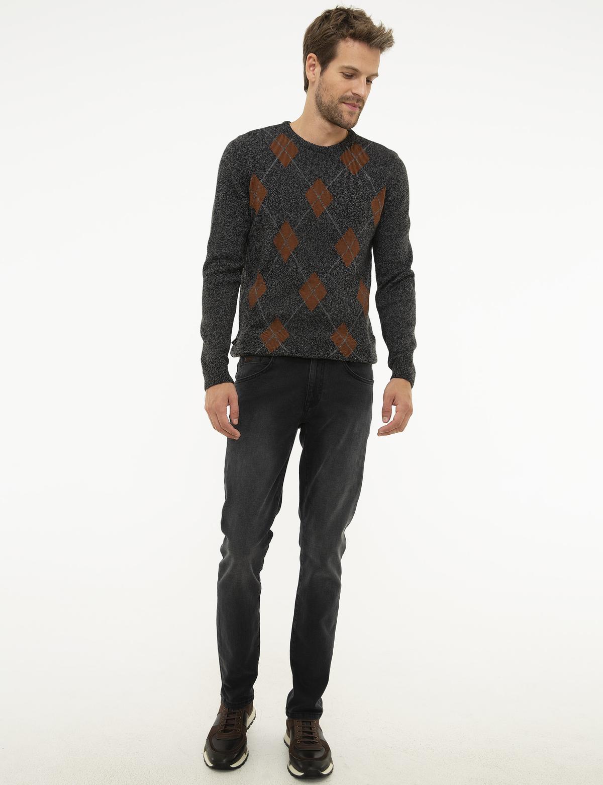 Antrasit Slim Fit Denim Pantolon
