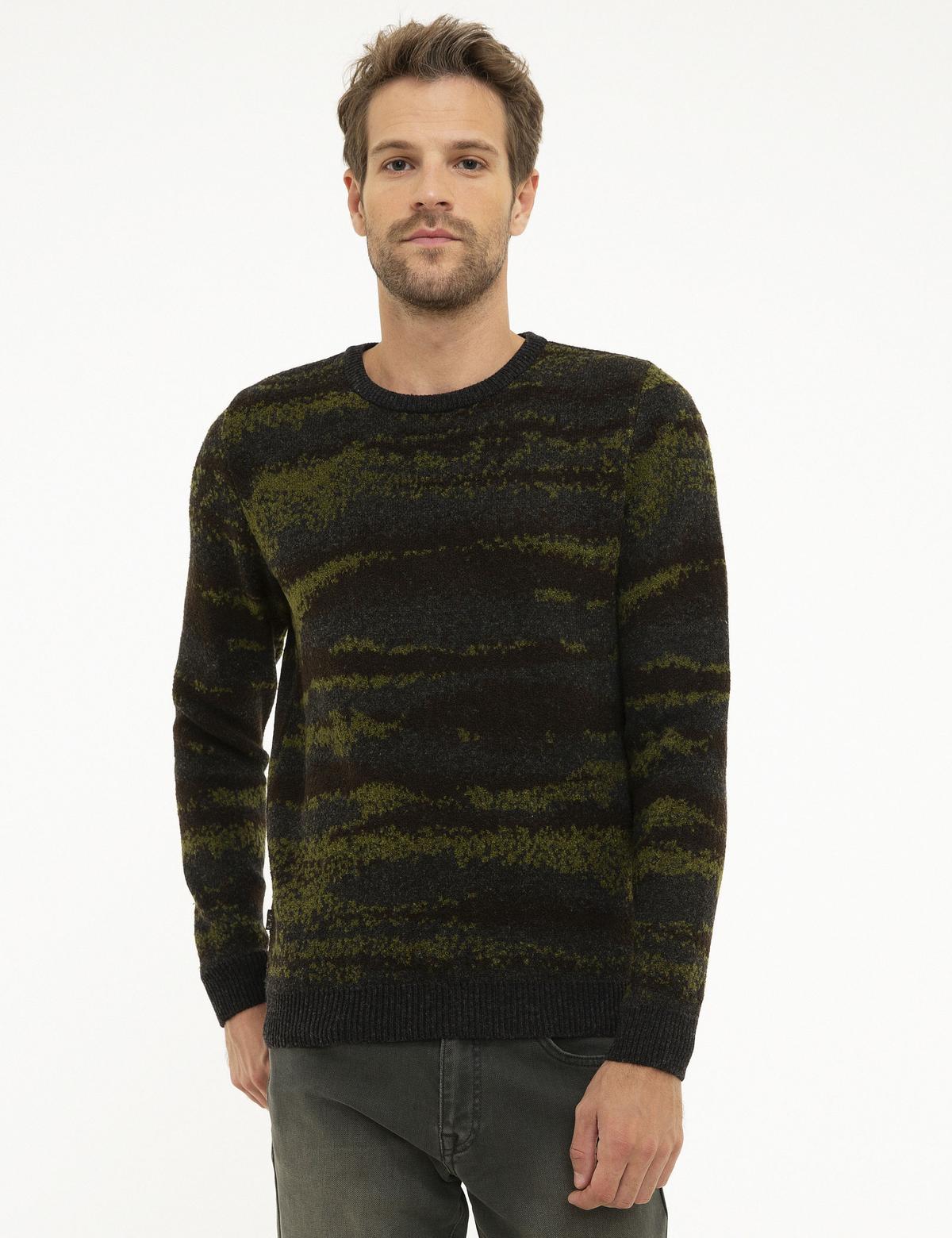 Haki Slim Fit Kazak