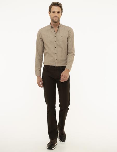 Kahverengi Slim Fit Kanvas Pantolon