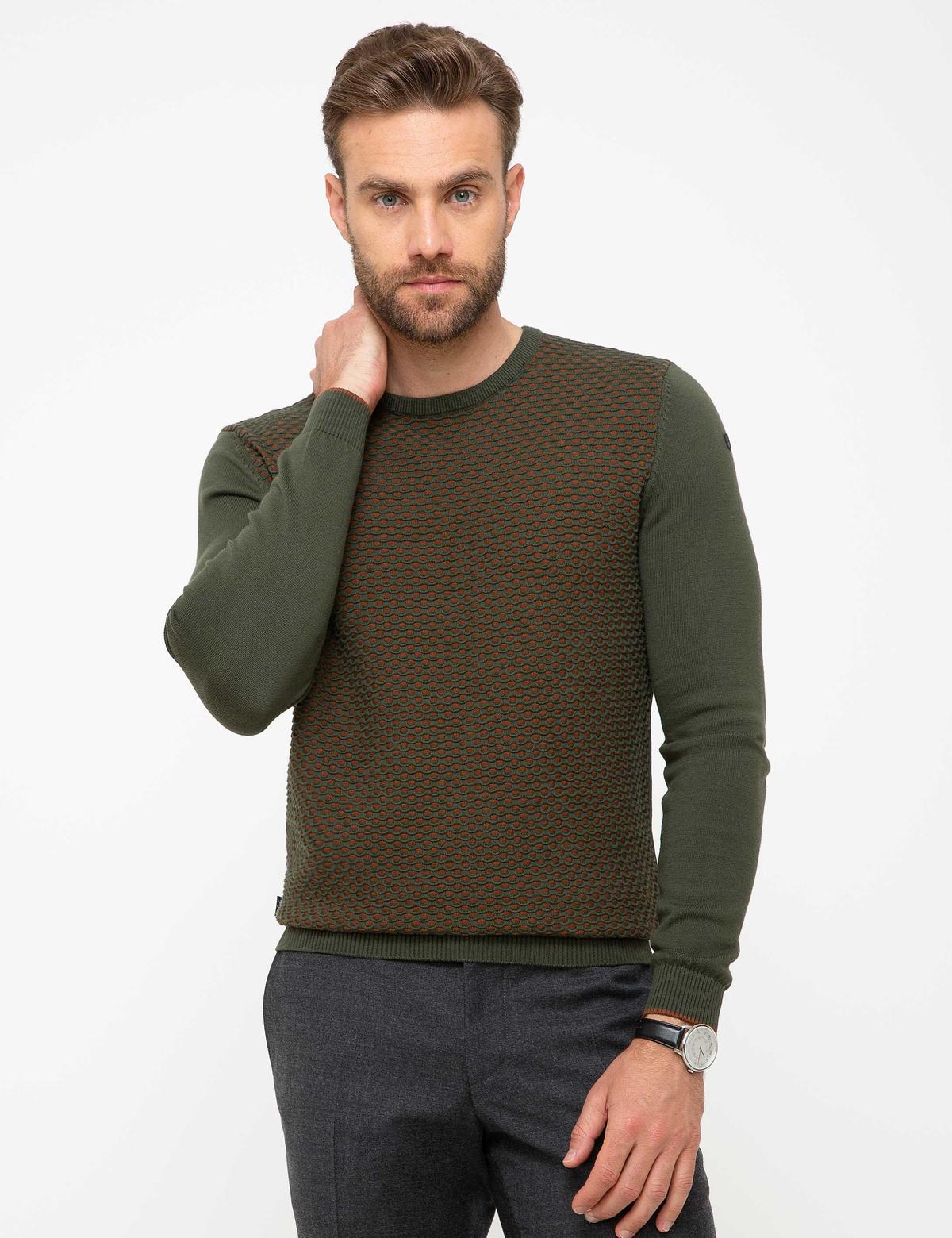 Haki Slim Fit Kazak