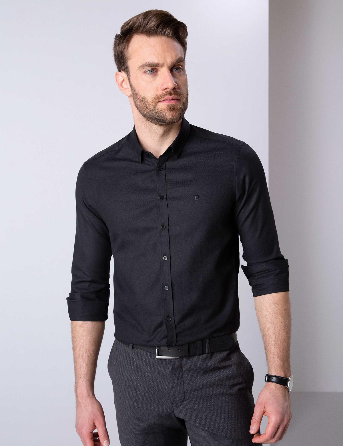 Siyah Slim Fit Oxford Gömlek