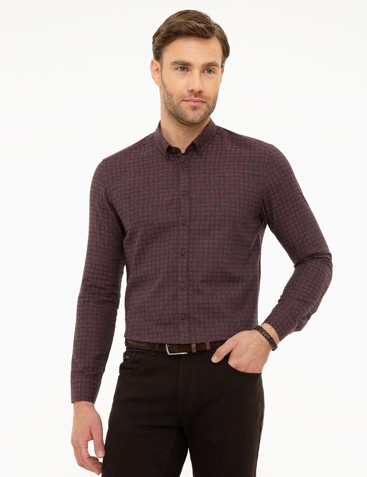 Bordo Slim Fit Gömlek