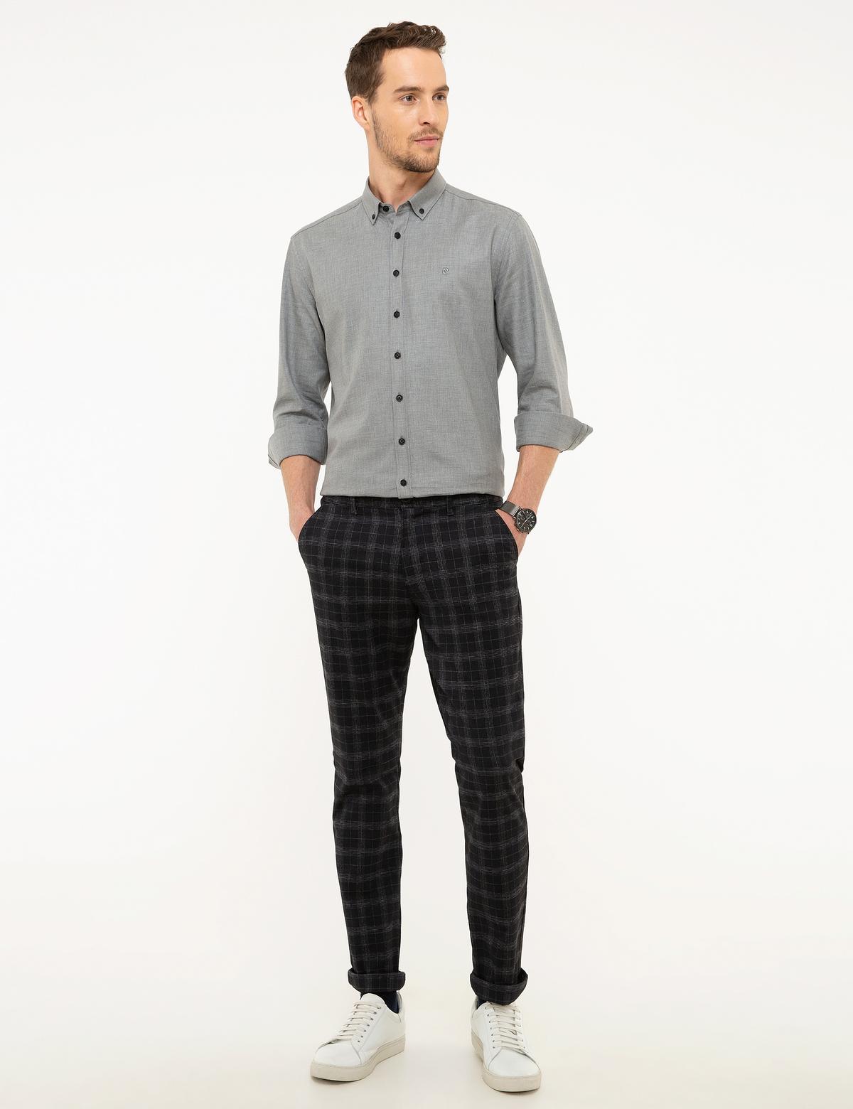 Lacivert Slim Fit Kanvas Pantolon
