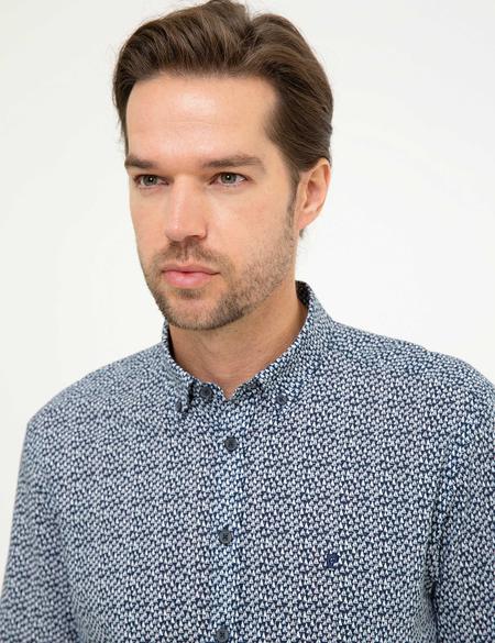 Lacivert Slim Fit Kısa Kollu Gömlek