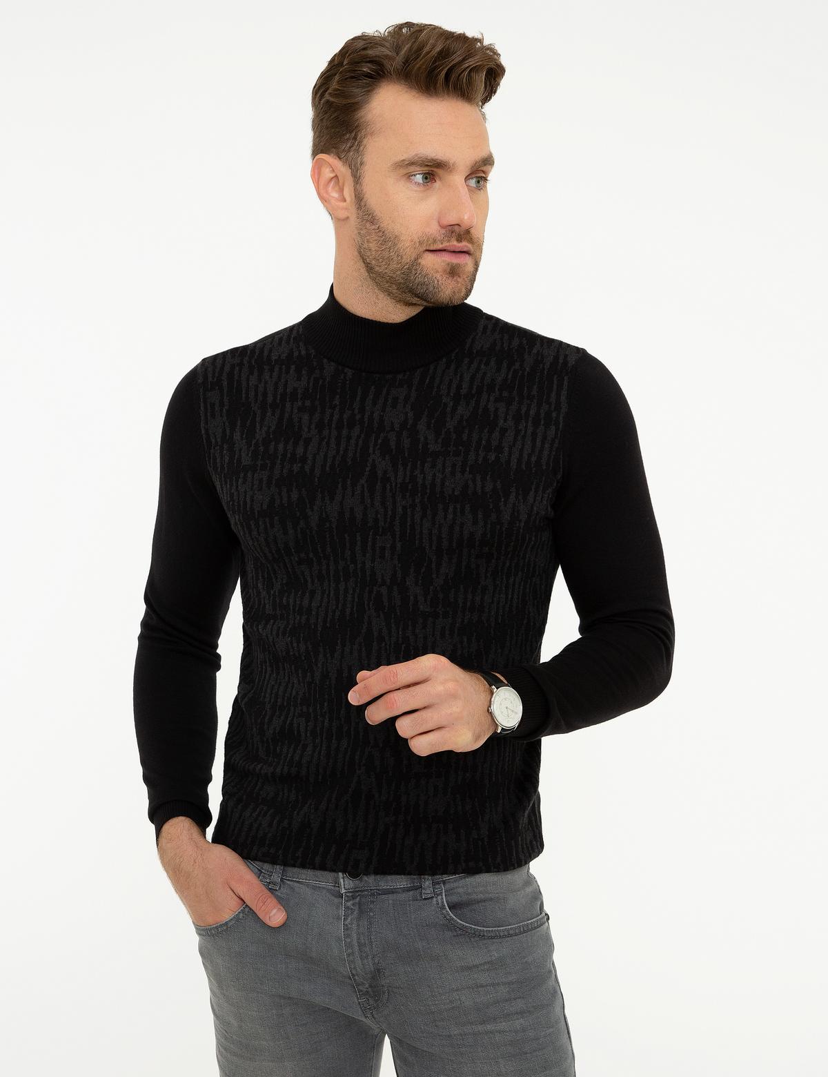 Siyah Slim Fit Kazak