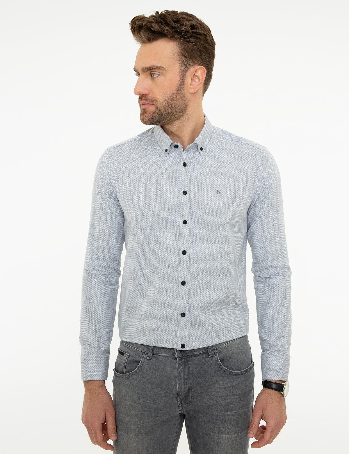 Gri Slim Fit Uzun Kollu Gömlek