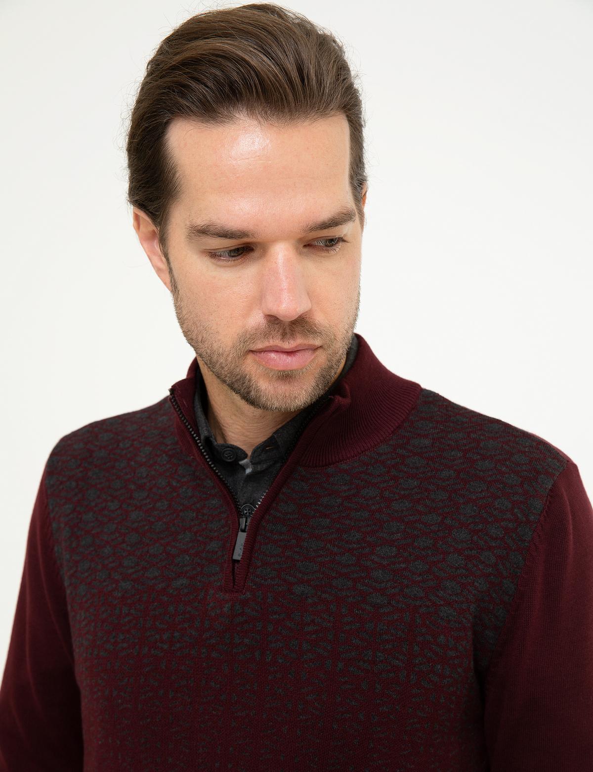 Bordo Slim Fit Triko Kazak