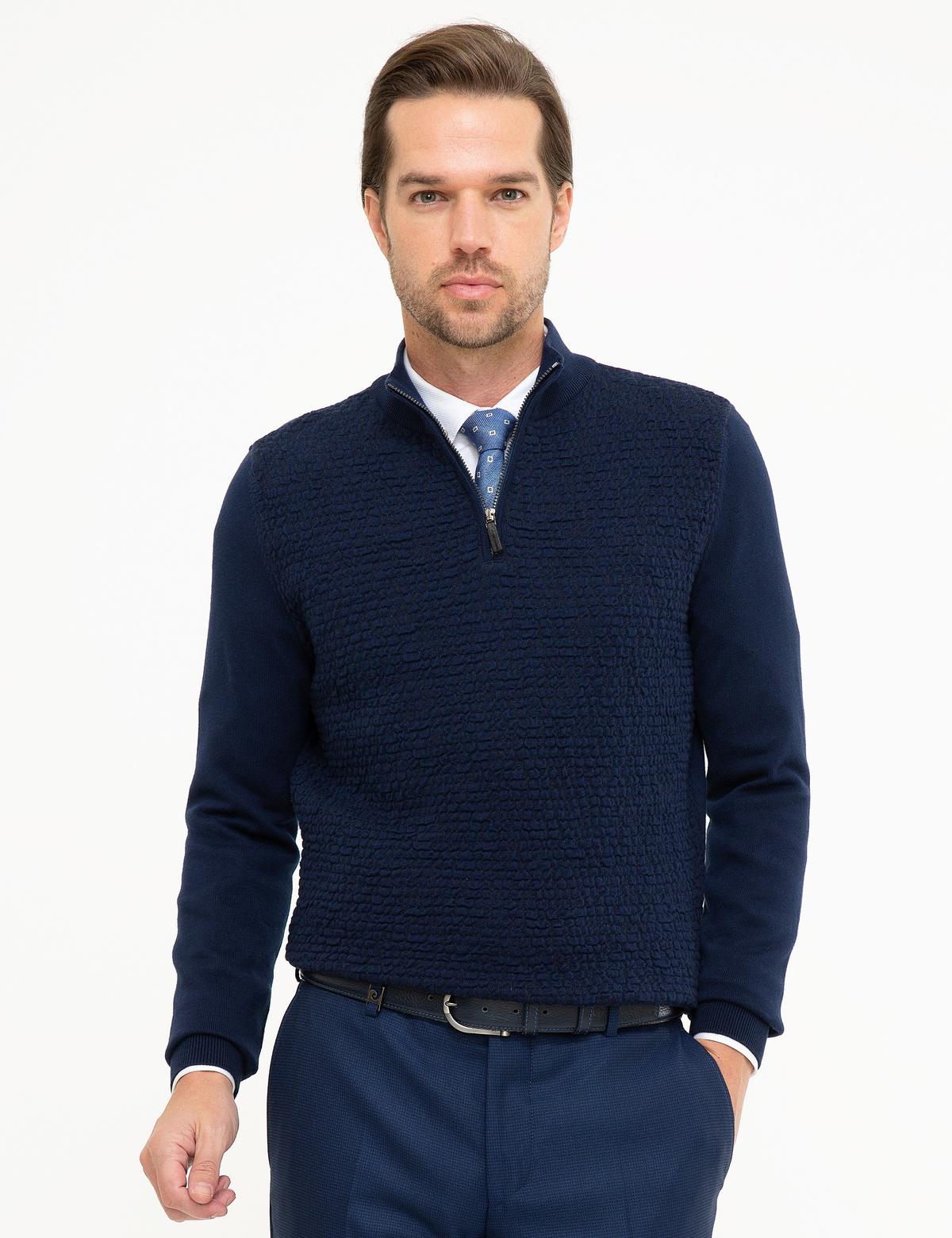 Koyu Lacivert Slim Fit Triko Kazak