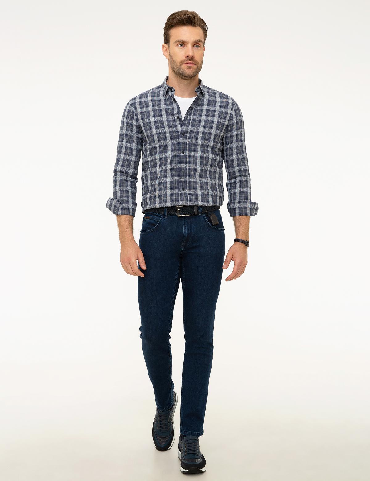Lacivert Slim Fit Jean Pantolon