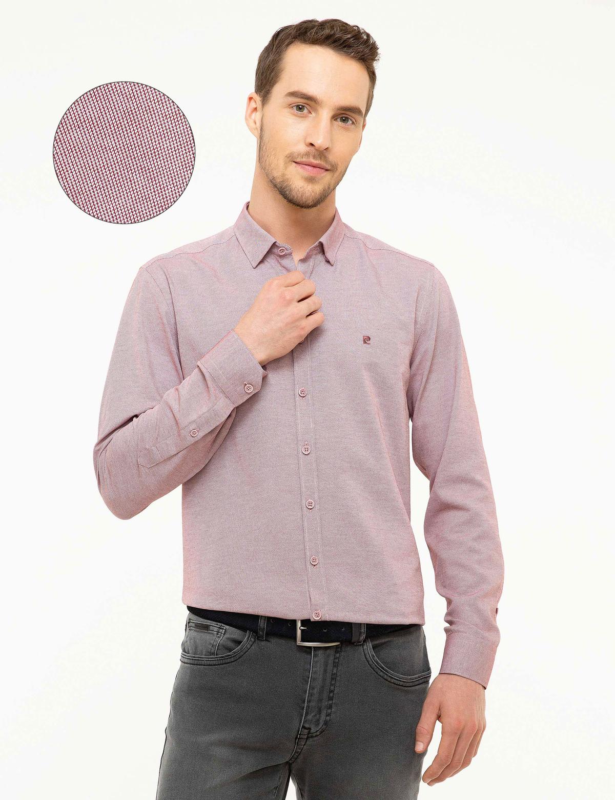 Bordo Slim Fit Oxford Gömlek