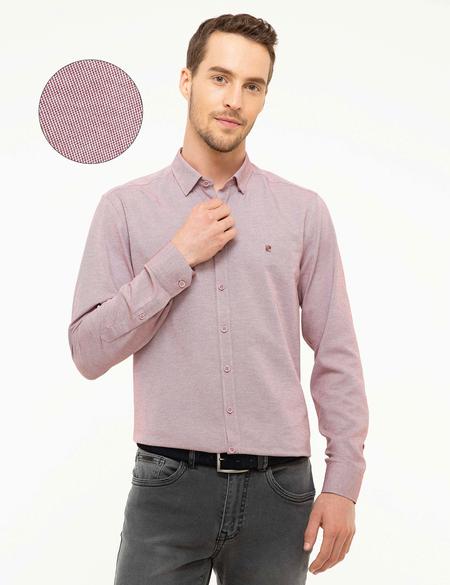 Bordo Slim Fit Oxford Gömlek