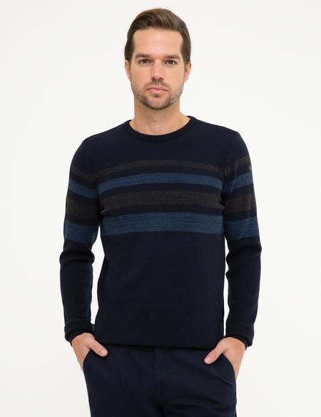 Lacivert Slim Fit Triko Kazak