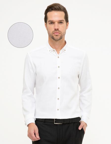 Beyaz Slim Fit Uzun Kollu Gömlek