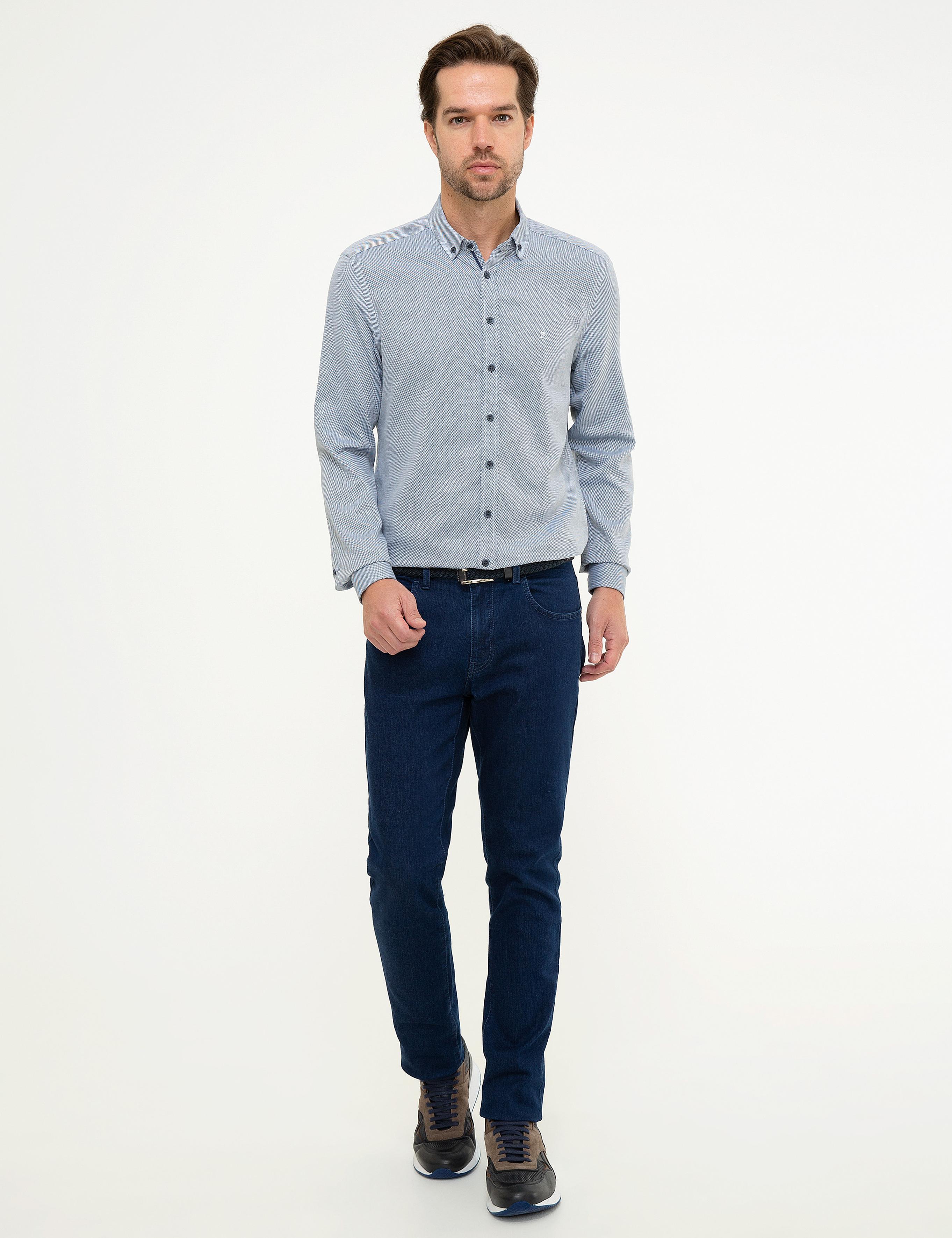 Lacivert Slim Fit Uzun Kollu Gömlek
