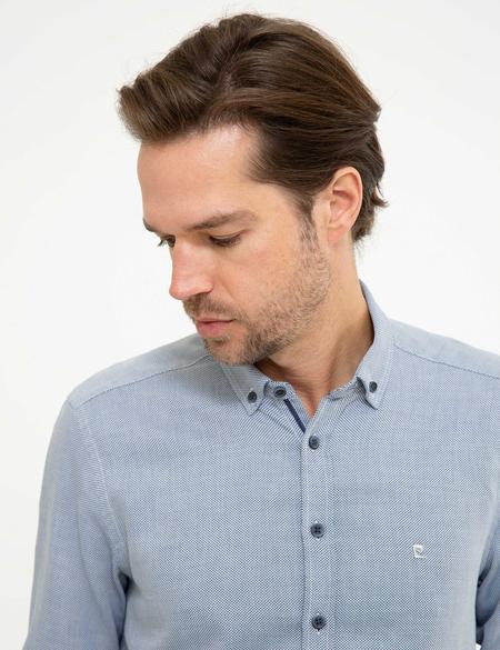 Lacivert Slim Fit Uzun Kollu Gömlek