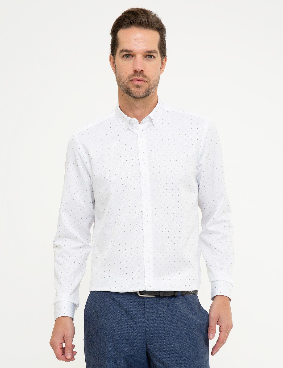 Lacivert Slim Fit Uzun Kollu Gömlek