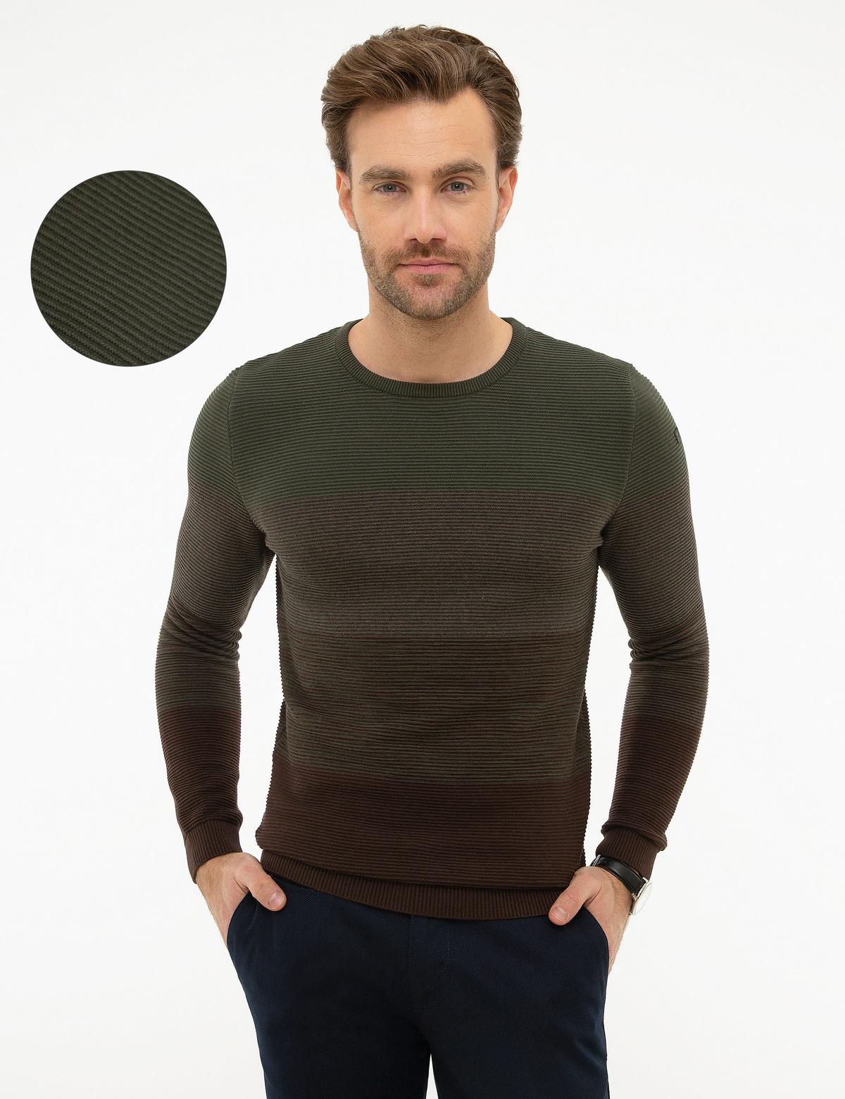 Haki Slim Fit Kazak