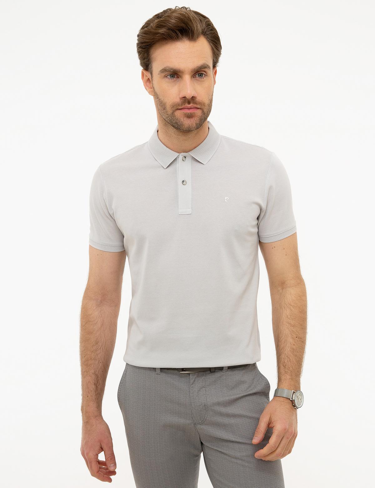 Açık Gri Slim Fit Basic Polo Yaka T-Shirt
