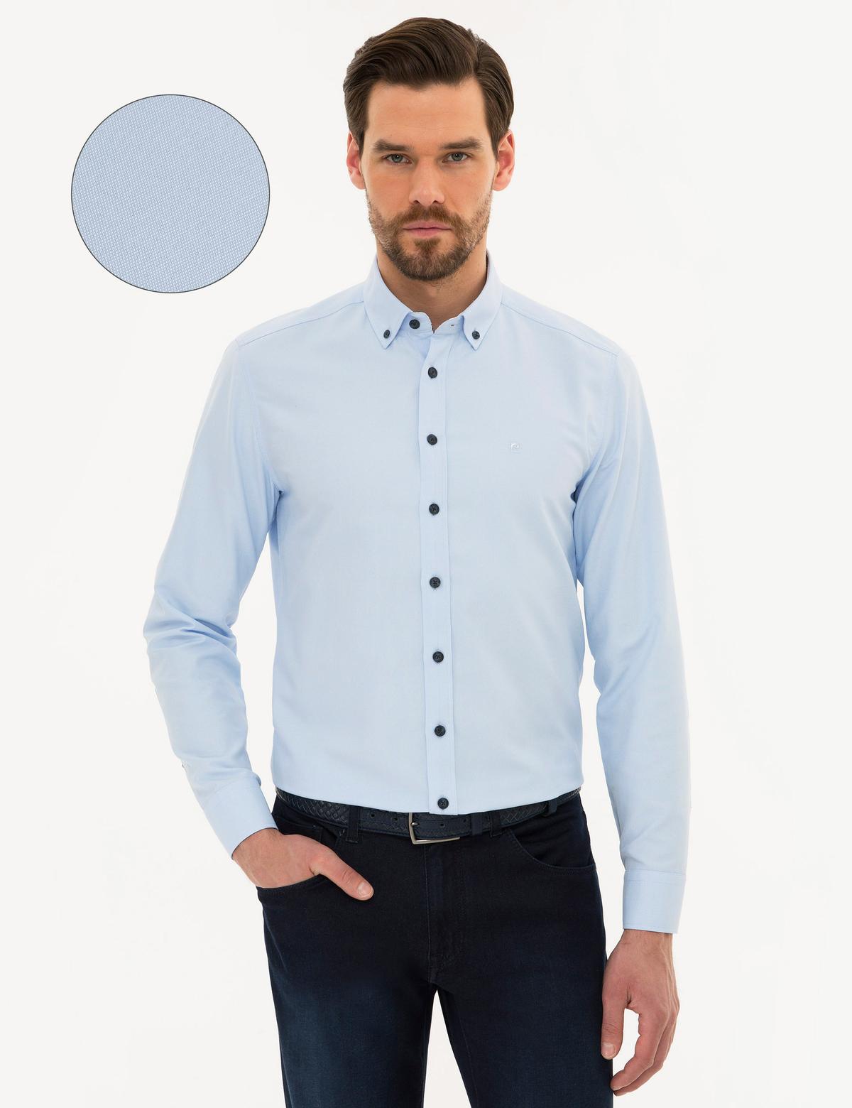 Açık Mavi Slim Fit Uzun Kollu Gömlek