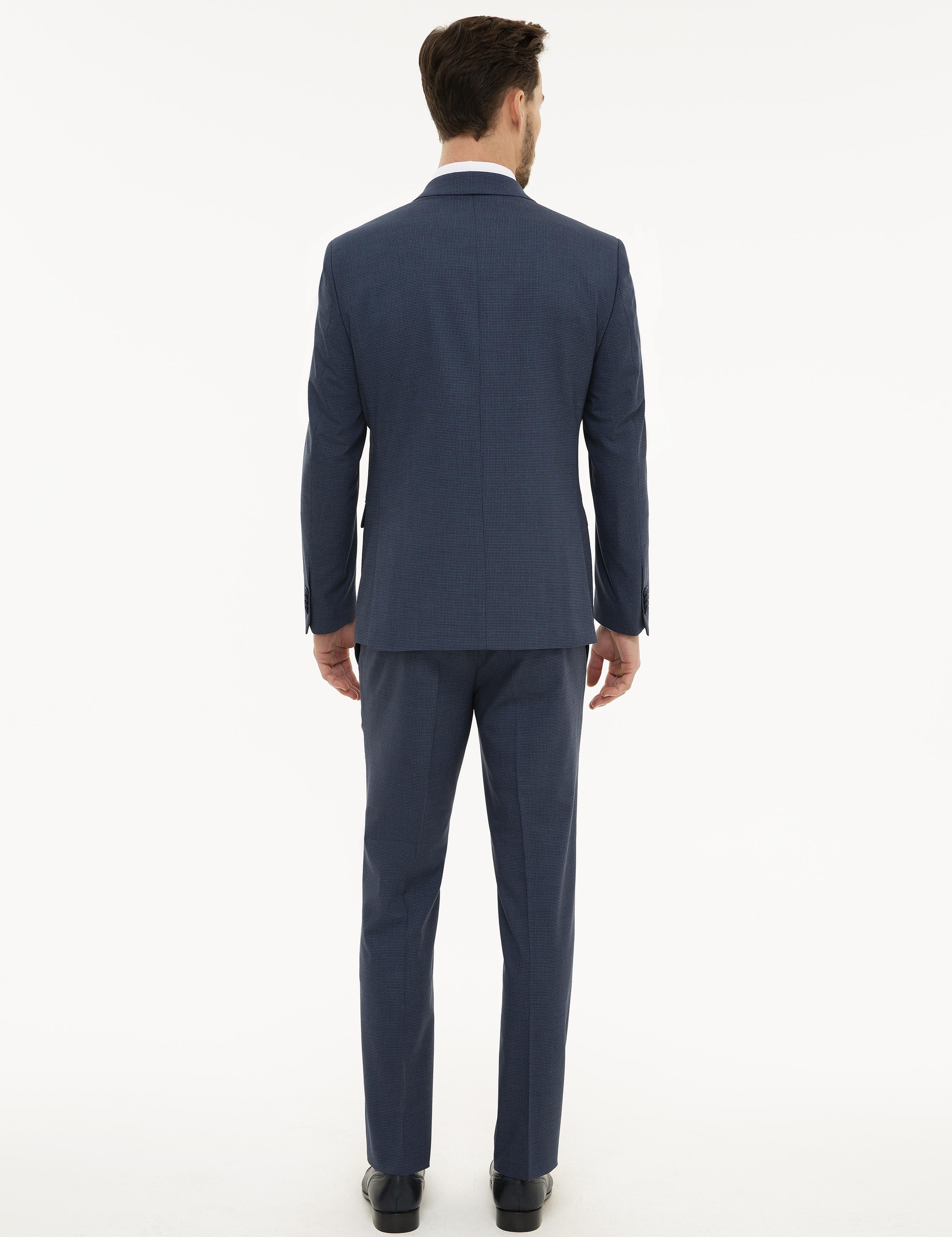 Lacivert Slim Fit Yelekli Takım Elbise