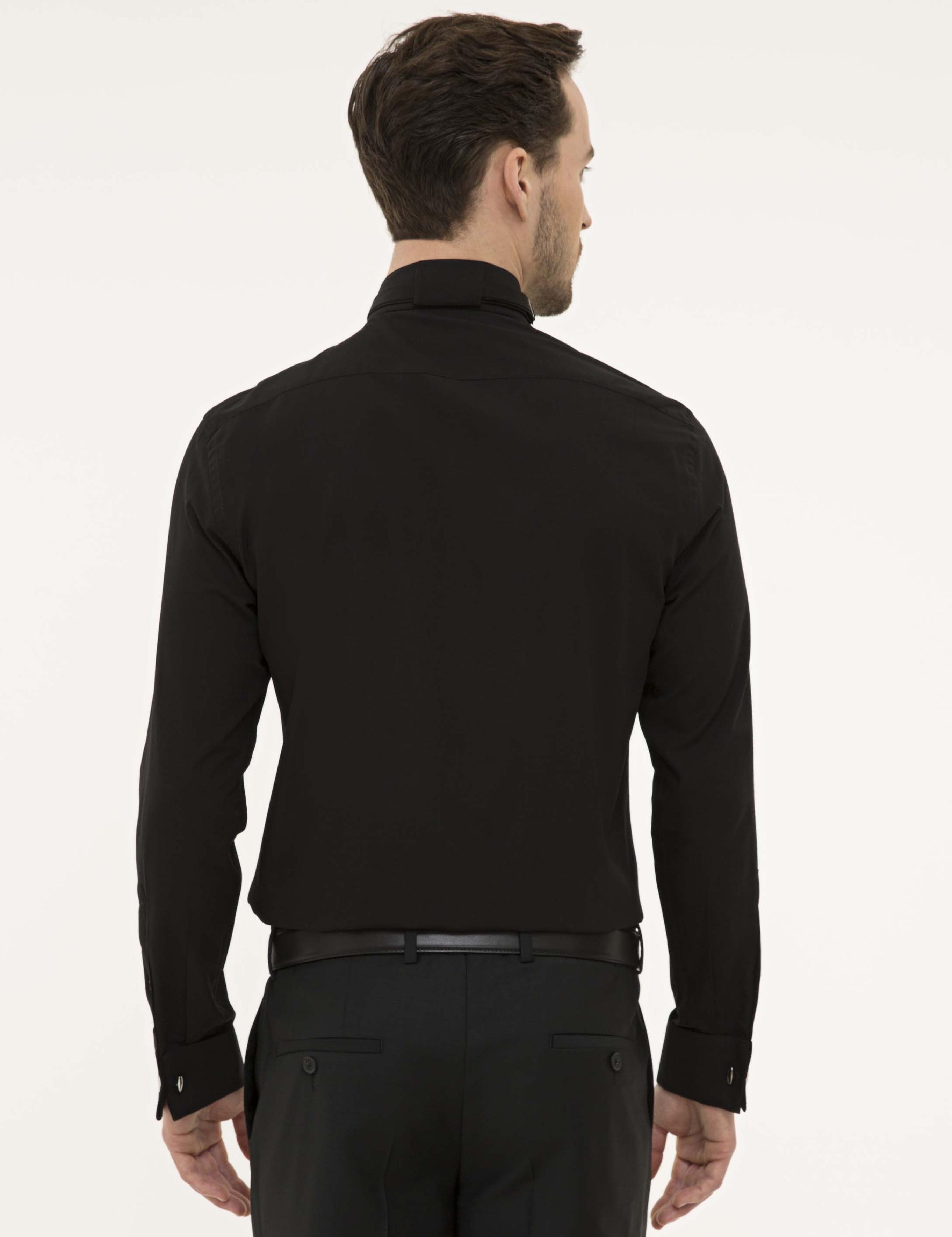 Siyah Slim Fit Smokin Gömlek