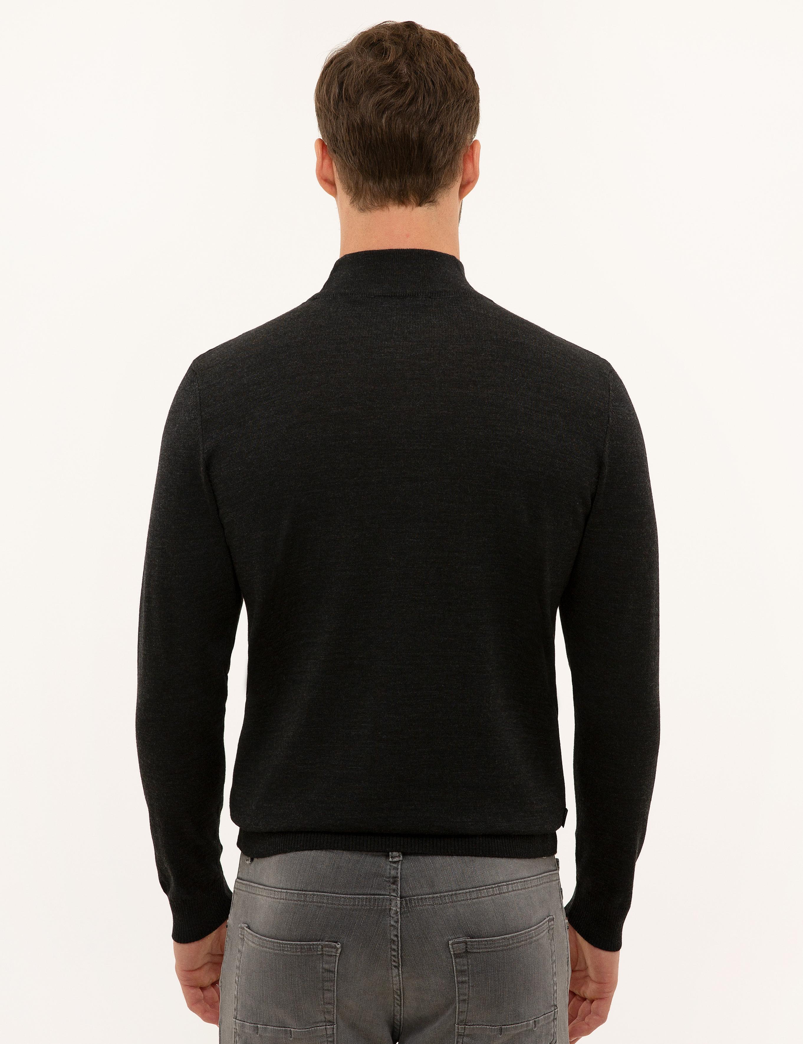 Antrasit Melanj Slim Fit Basic Kazak