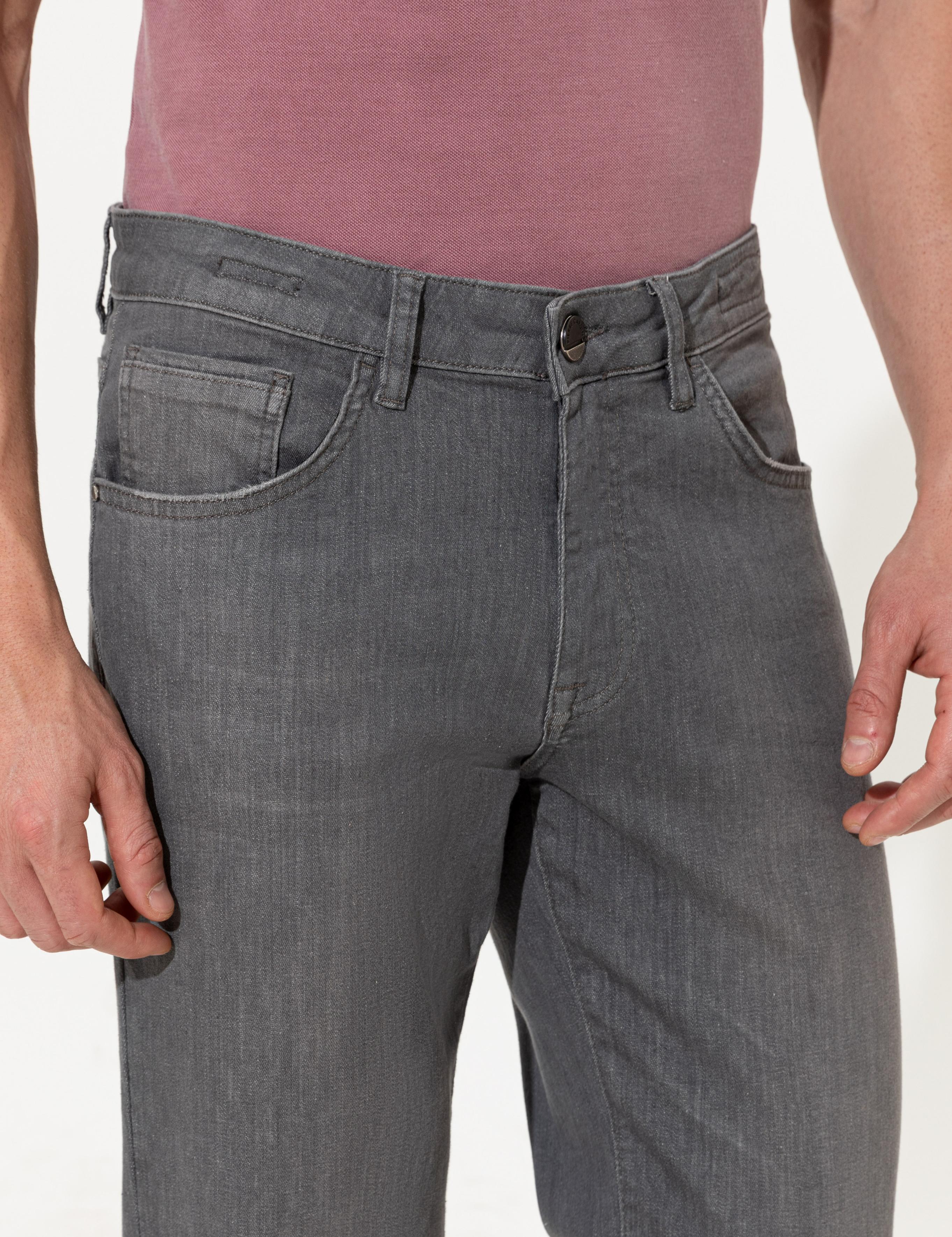 Gri Straight Fit Jean Pantolon