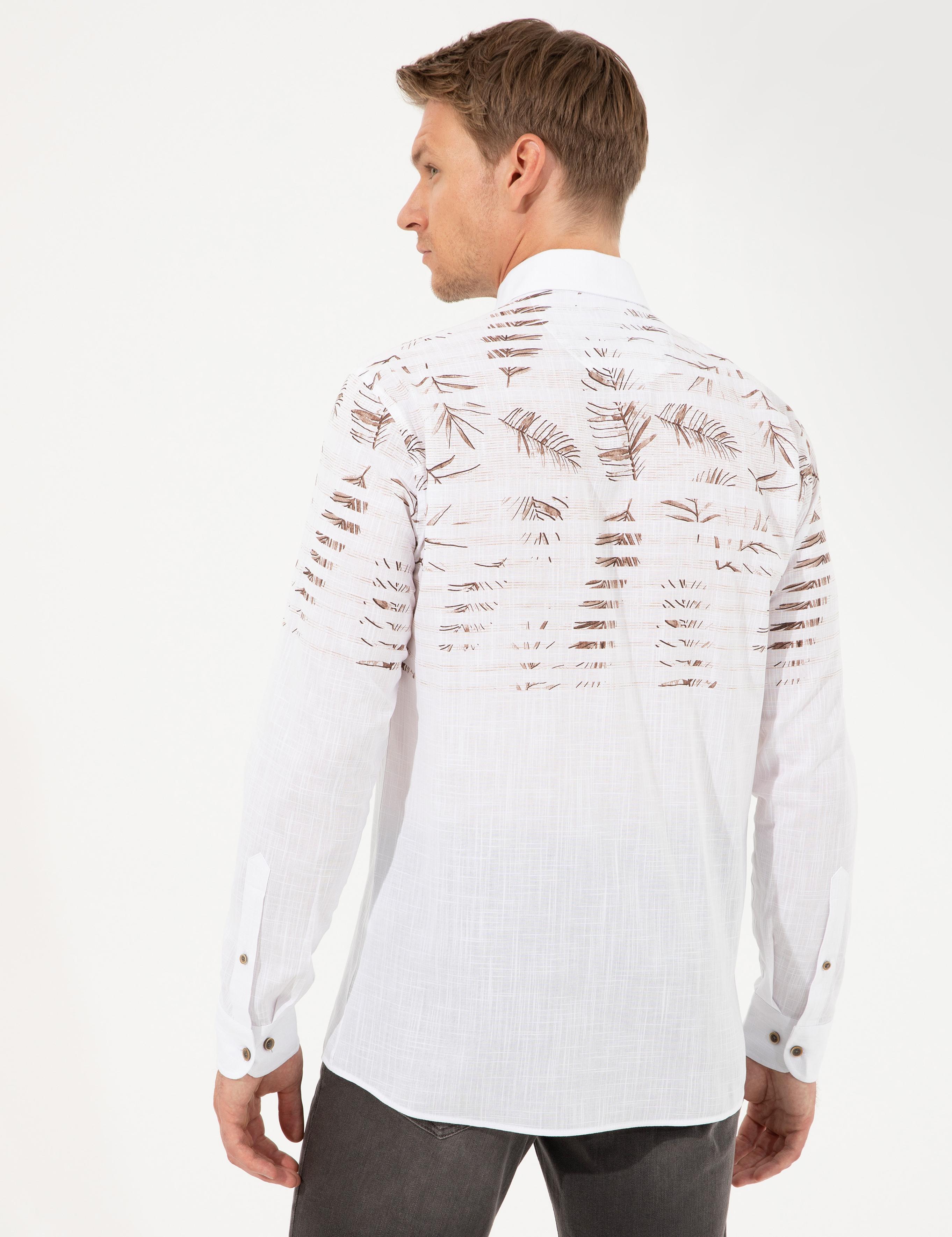 Kahverengi Slim Fit Uzun Kollu Gömlek