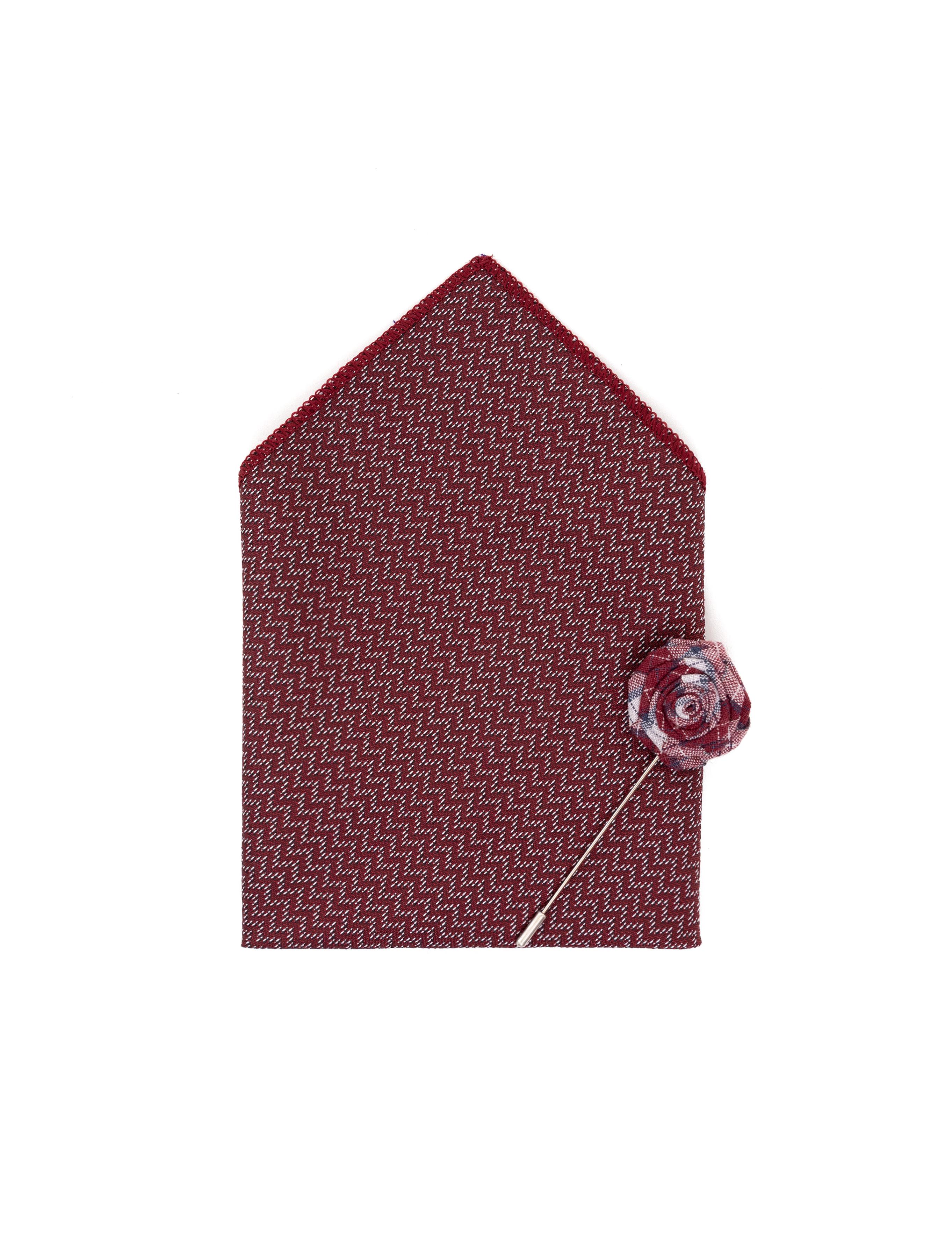 Bordo 3'lü Kravat Mendil Set