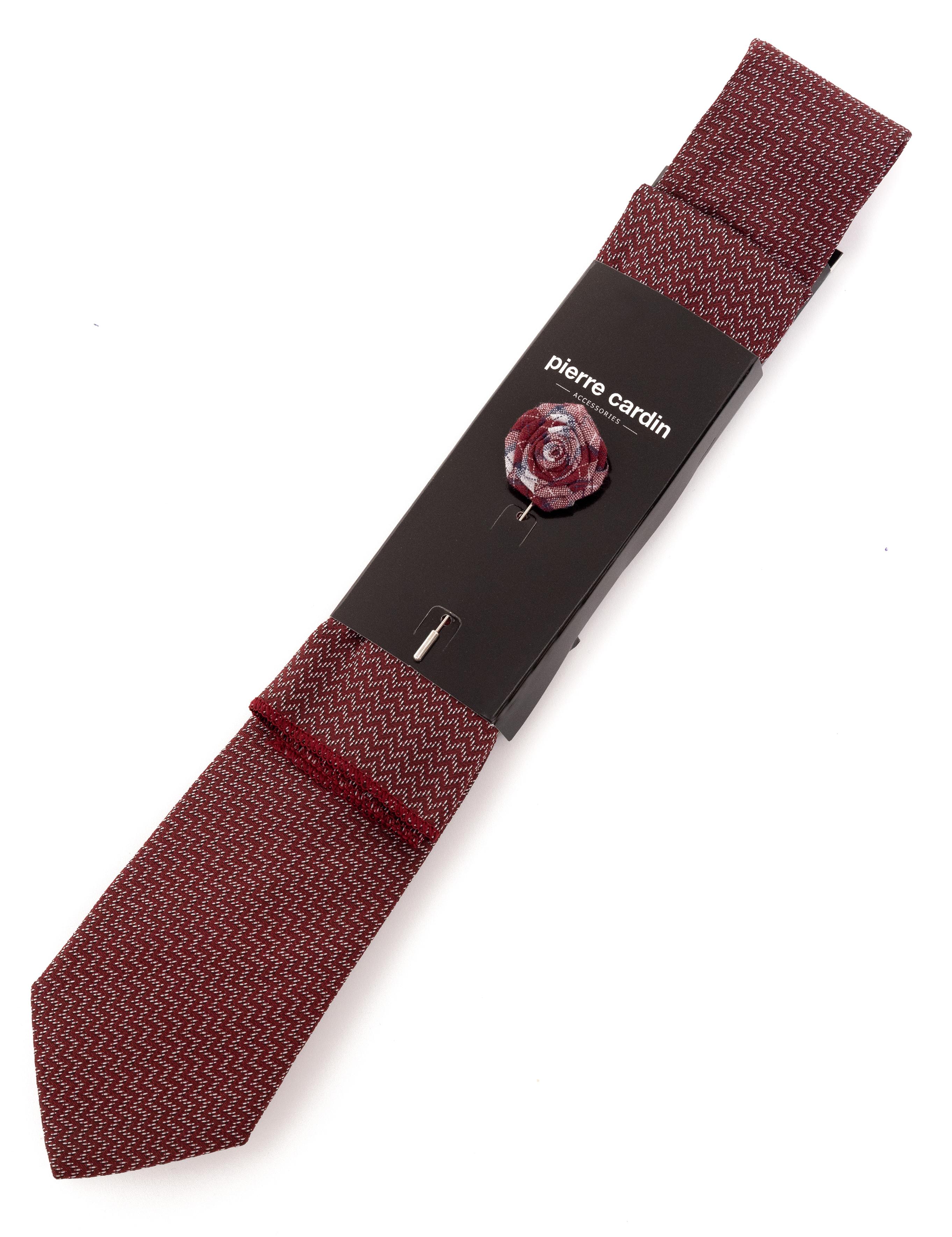 Bordo 3'lü Kravat Mendil Set
